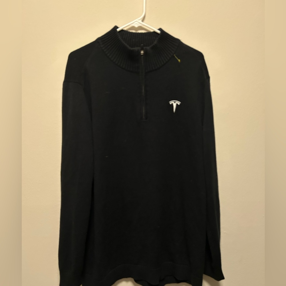Tesla quarter zip black sweater
